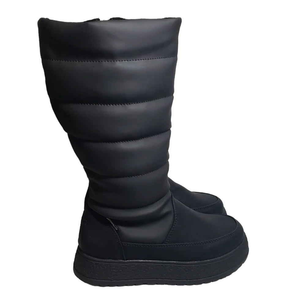 Adrienne Vittadini Piper Puff Black Waterproof Cold Weather Winter Boots Sz 6M